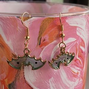 NEW “Stained Glass” Green Bat Earrings Witchy